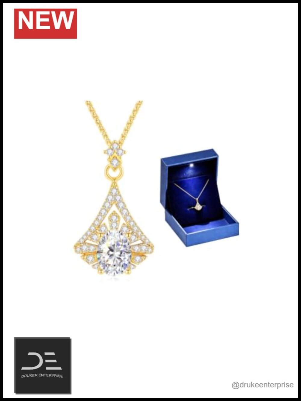 1.5CT Moissanite Pendant Necklace for Women, S925 18K Gold Filled, Adjustable